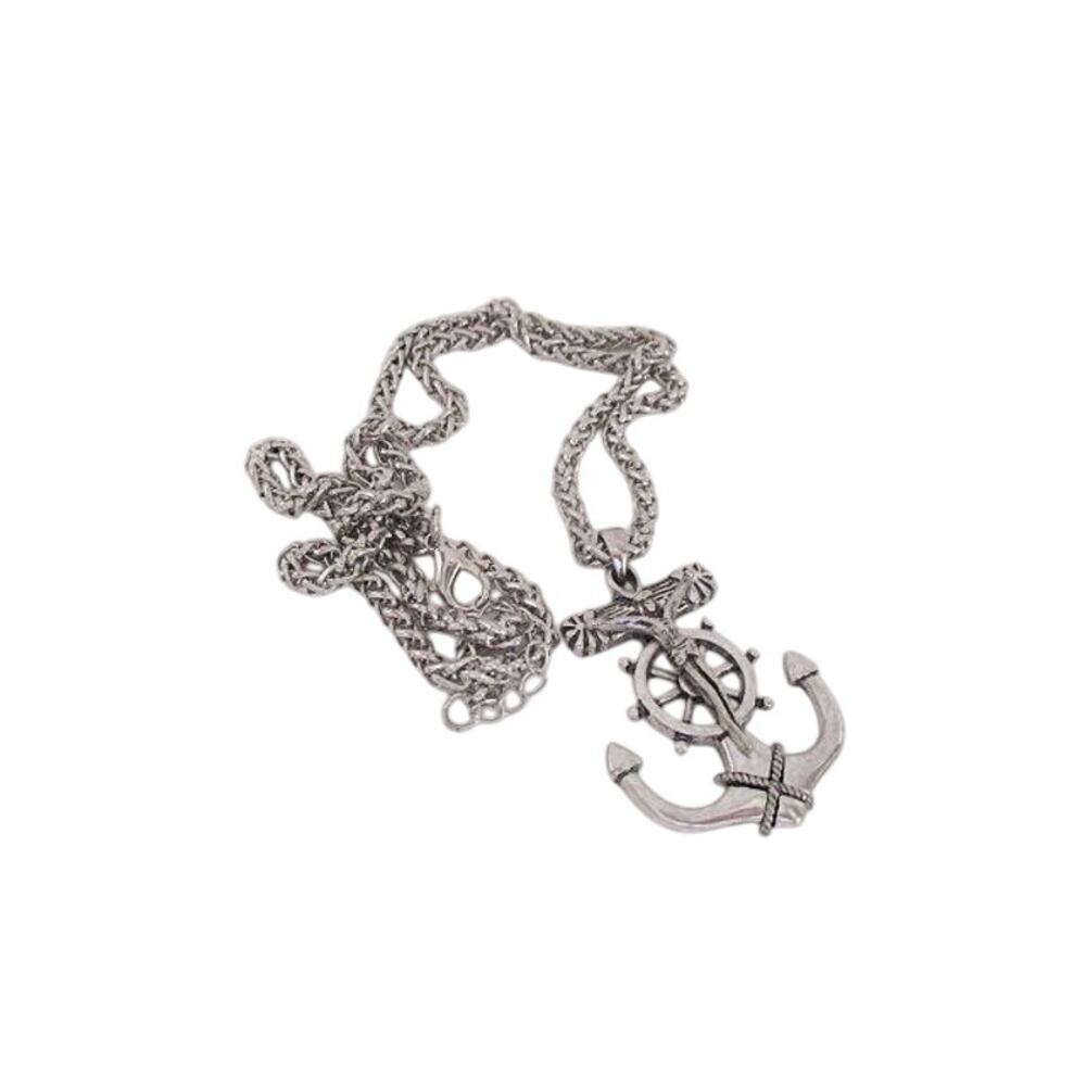 2097 NWOT Anchored in Faith Fashion Jesus Cross Anchor Pendant Necklace MenWomen